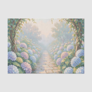 Papel De Seda Jardín Soñador de Hortensias con Arco y Camino de