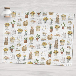 Papel De Seda Jardinería Patrón de girasol acuarela esencial