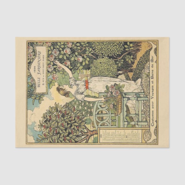 Papel De Seda Jardinière de 1896, bellamente ilustrado (Anverso)