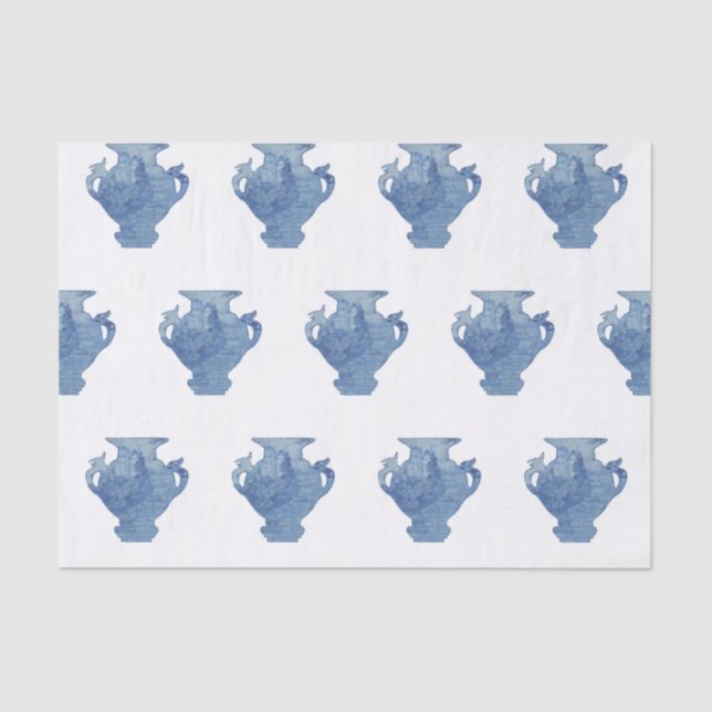Papel De Seda Jarras de jengibre Chinoiserie Blue Willow   (Anverso)