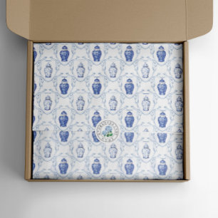Papel De Seda Jarrón de jengibre azul y blanco Chinoiserie