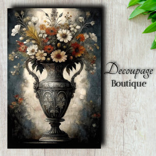 Papel De Seda Jarrón de plata de decoupage floral barroco gótico