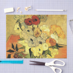 Papel De Seda Jarrón japonés, rosas, anémonas por Vincent van Go