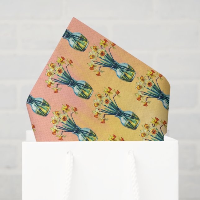 Papel De Seda Jarrón lleno de hermosos narcisos (Bolsa de regalo)