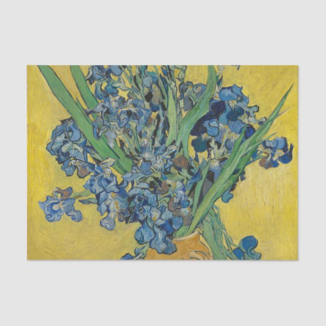 Papel De Seda Jarrón Van Gogh con Iris Clasicismo Impresionista (Anverso)