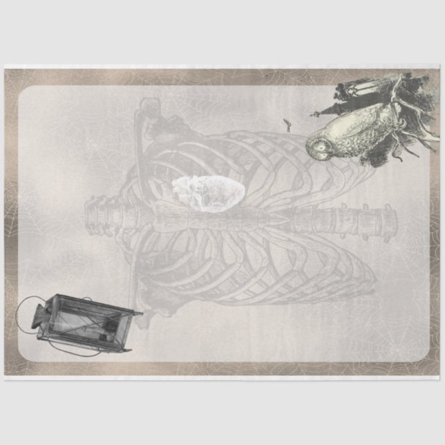 Papel De Seda Jaula de costillas de Halloween y vinatge ephemera (Anverso)