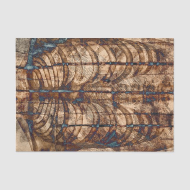 Papel De Seda Jaula de la costilla del esqueleto Beige Gris Vint (Anverso)