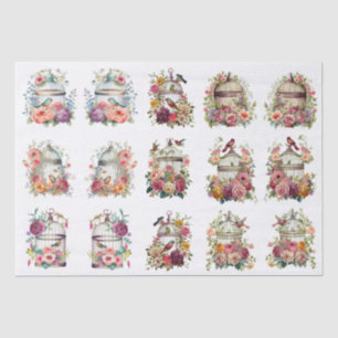 Papel De Seda Jaulas de pájaros florales para pequeños proyectos