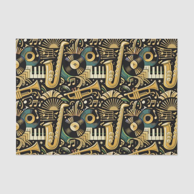 Papel De Seda Jazz Age Music Pattern (Anverso)