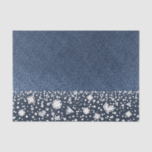 Papel De Seda Jean Azul Denim & Diamantes Brillante Diamante Gla