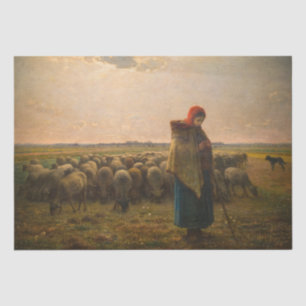 Papel De Seda Jean-Francois Millet - Pastora y rebaño 1863