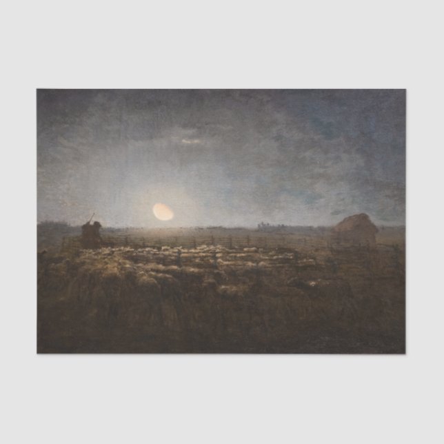 Papel De Seda Jean-Francois Millet - Sheepfold, luna 1872 (Anverso)