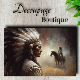 Papel De Seda Jefe Indígena Estadounidense Decoupage