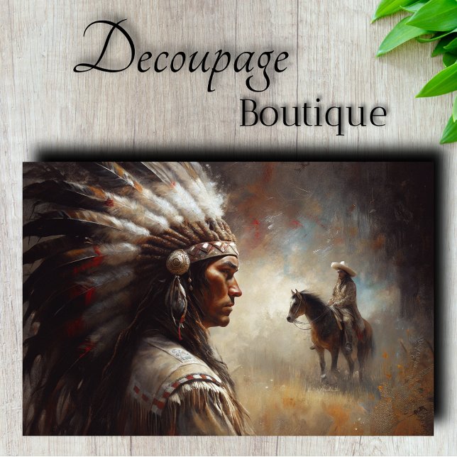 Papel De Seda Jefe Indígena Estadounidense Decoupage (Native American Chief Decoupage Tissue Paper)