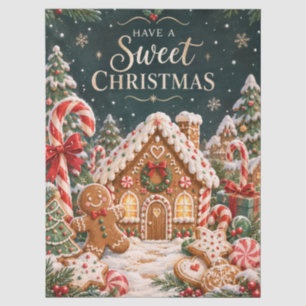 Papel De Seda Jengibre personalizado Navidad con dulces, pastel