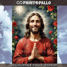 Papel De Seda Jesucristo atún escarlata bendice y reza con usted