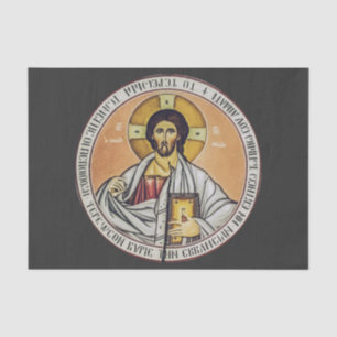 Papel De Seda Jesucristo Pantocrátor Arte de Icono Bizantino