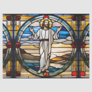 Papel De Seda Jesús de Vidrio Pintado Falso para Tejido de Manua