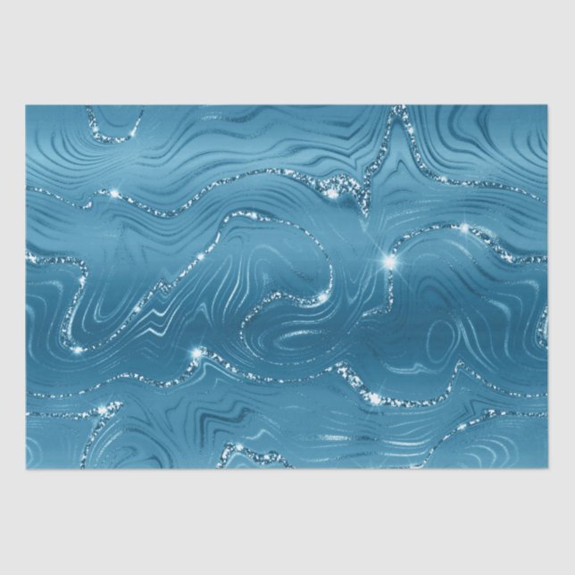 Papel De Seda Jewel Aqua Blue Purpurinas Glitz (Anverso)