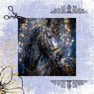 Papel De Seda Jewel de Stallion negro majestuoso deslumbrado
