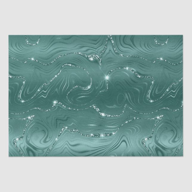 Papel De Seda Jewel Green Purpurinoso Glitz Stripes (Anverso)