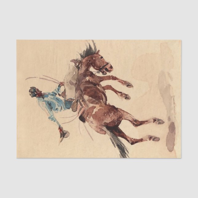 Papel De Seda Jinete de Bronco 2 por Edward Borein (Anverso)