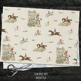 Papel De Seda Jinetes de caballos de zorro vintage sabuesos de c