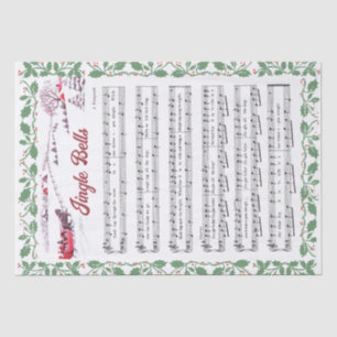 Papel De Seda Jingle Bells Holly Border Sleigh Vintage Decoupage
