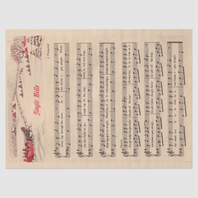 Papel De Seda Jingle Bells Navidades Holiday Carol Sheet Music (Anverso)