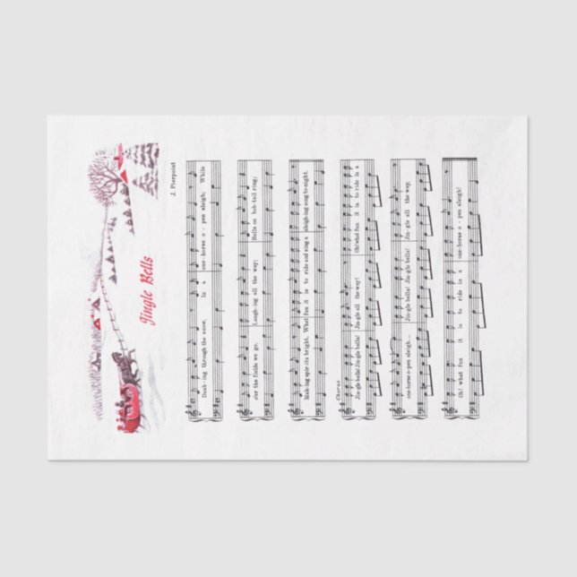 Papel De Seda Jingle Bells Navidades Holiday Carol Sheet Music (Anverso)