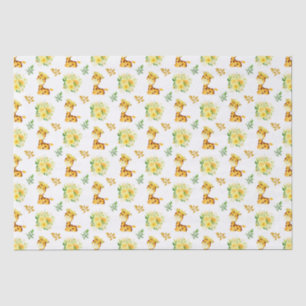 Papel De Seda Jirafa Amarillo Floral Flores