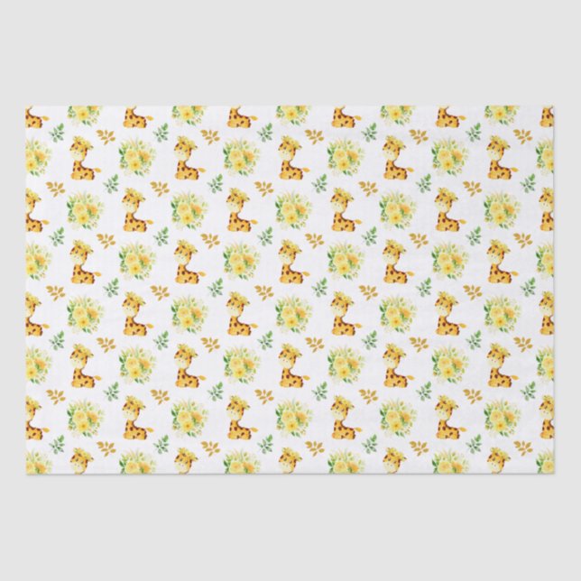Papel De Seda Jirafa Amarillo Floral Flores (Anverso)