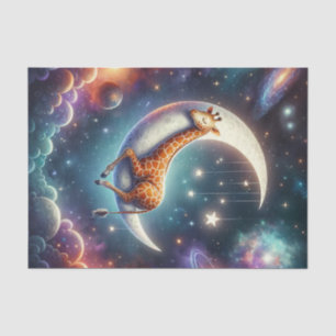 Papel De Seda Jirafa Bebé Celestial Durmiendo en la Luna y las E
