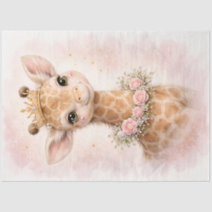 Papel De Seda Jirafa bebé con corona y flores Animal lindo