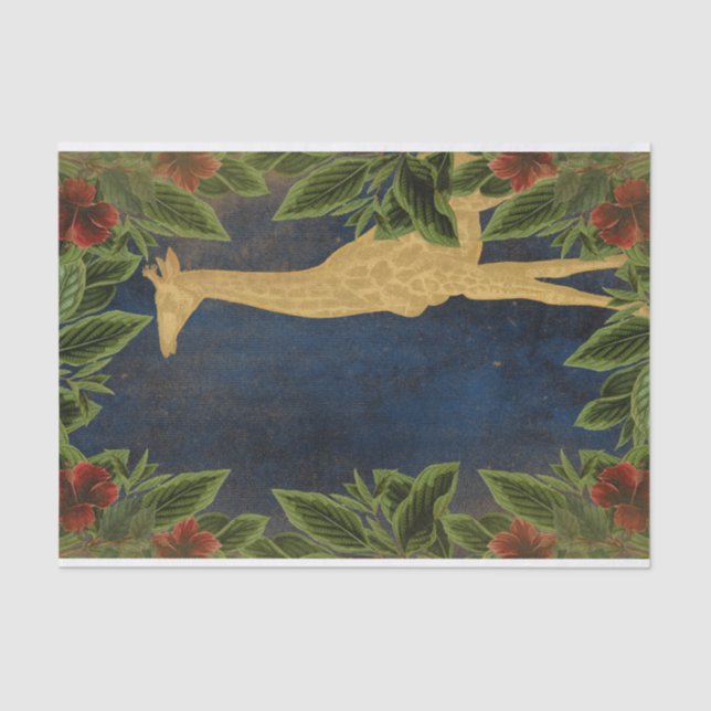 Papel De Seda Jirafa floral vintage (Anverso)