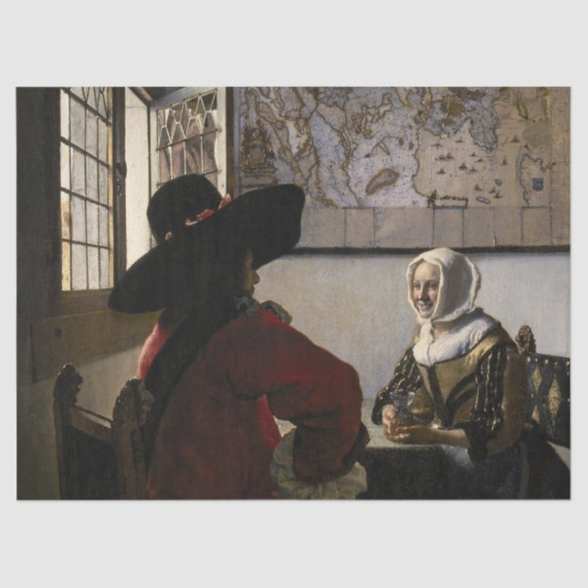 Papel De Seda Johannes Vermeer - Funcionario con un Chica risibl (Anverso)