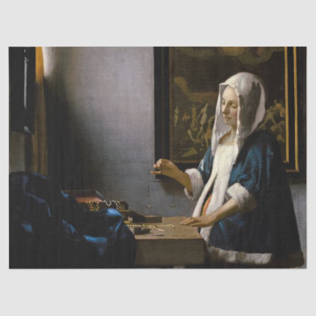 Papel De Seda Johannes Vermeer - Mujer con equilibrio (Anverso)