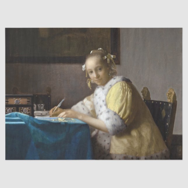 Papel De Seda Johannes Vermeer - Una dama escribiendo una carta (Anverso)