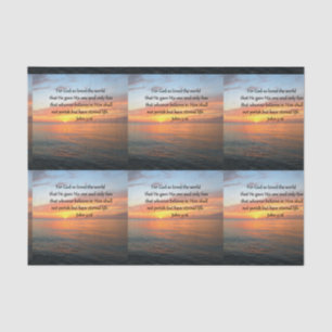 PAPEL DE SEDA JOHN 3:16 SUNRISE SOBRE LA FOTO DEL OCÉANO