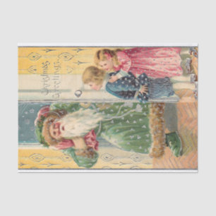 Papel De Seda Jolly Victorian Padre Navidad con hijos