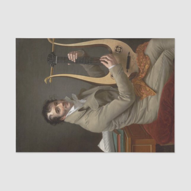 Papel De Seda Joseph-Dominque Fabry toca una guitarra lira (Anverso)