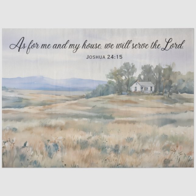 Papel de seda - Josué 24:15 - Una casa en una prad (Anverso)