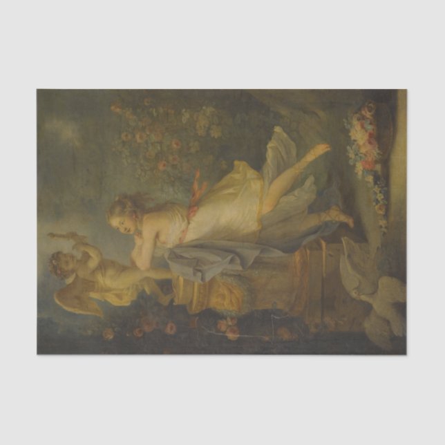 Papel De Seda Joven ante una estatua de Cupido, Callet (Anverso)