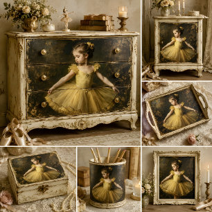 Papel De Seda Joven Bailarina Vintage en Decoupage Amarillo