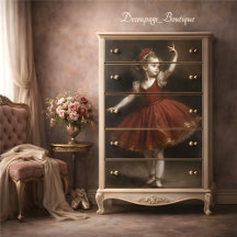 Joven Bailarina Vintage en Decoupage de Tutú Rojo