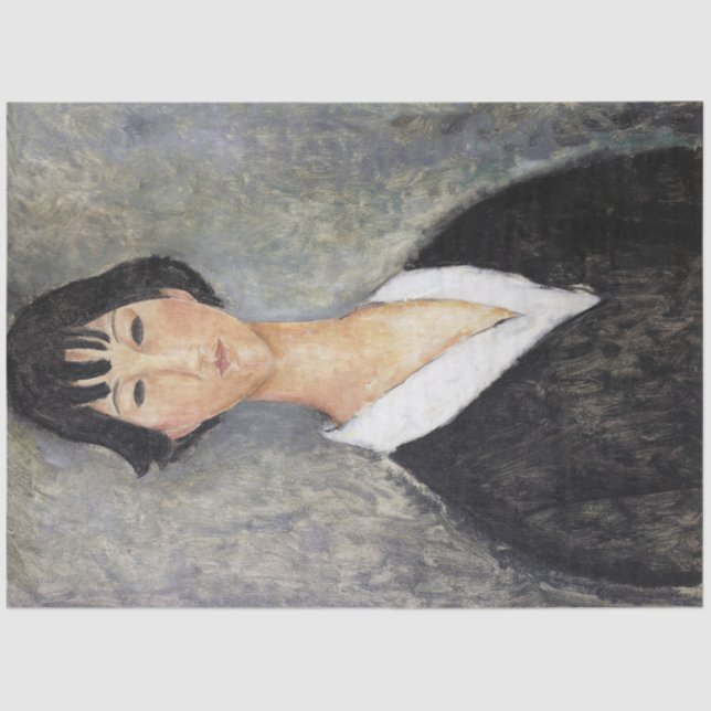 Papel De Seda Joven Chica de Black Haired, Modigliani (Anverso)