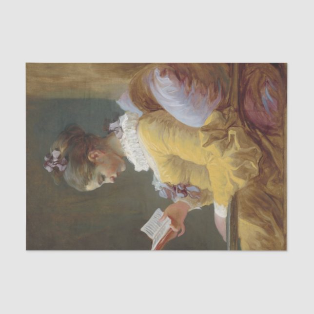 Papel De Seda Joven Chica leyendo por Jean-Honore Fragonard (Anverso)