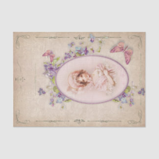 Papel De Seda Joven Chica victoriano enmarcado florió mariposas