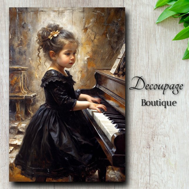 Papel De Seda Joven desenlace pianista (Young Pianist Decoupage Tissue Paper By Decoupage Boutique)