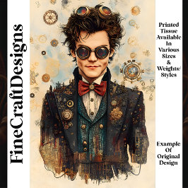 Papel De Seda Joven hombre sonriente steampunk ornado P6 decoupa
